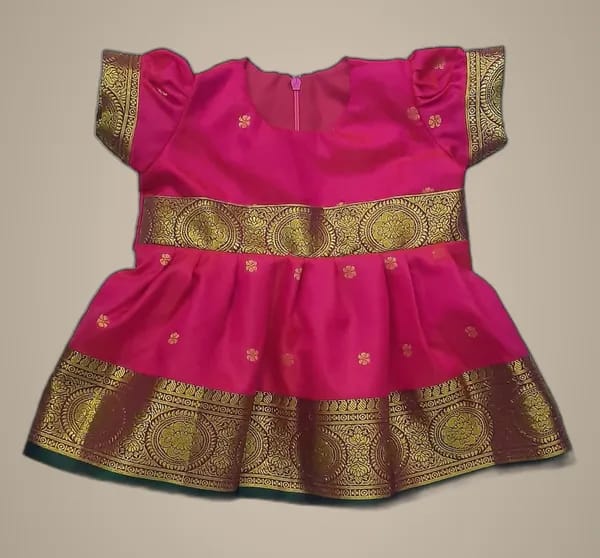 Mom And Me Pink Satin Frock (0-3 Months) | Premium Elegant Design | Casual Wear