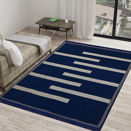 RADECOR Tile Design Sleek and Spacious Rectangular Chenille Carpet with Binding | Area Rug | Durries for Living Room, Bedroom | 5X7 Feet (210 Cmx152 Cm)