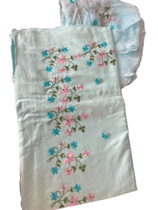 Rain Hand Work Suit Dress Material | Sky Blue Rain Hand Work Suit Dress Material | Sky Blue