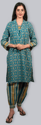 Rekha fashion_Cotton trending blue printed kurti set Rekha fashion_Cotton trending blue printed kurti set
