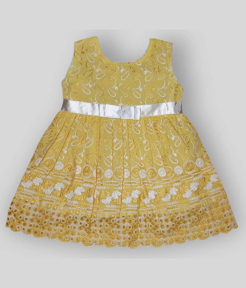 LITTLE PANDA Baby Girls Chiffon Frocks ( Yellow )