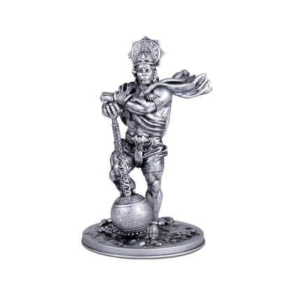 Artarium Resin Baubali Hanuman Ji Murti | Divine Hanuman Ji Idol for Car Dashboard | God Idols for Car Dashboard Items | Bajrangbali Statue Home Decoration Items (Silver)