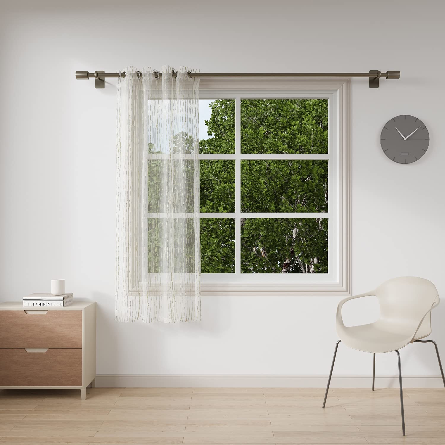 DDECOR - 100% PolyesterJacquard And Woven PatternWindow 5 Ft|135 CM X 160 CM| - White