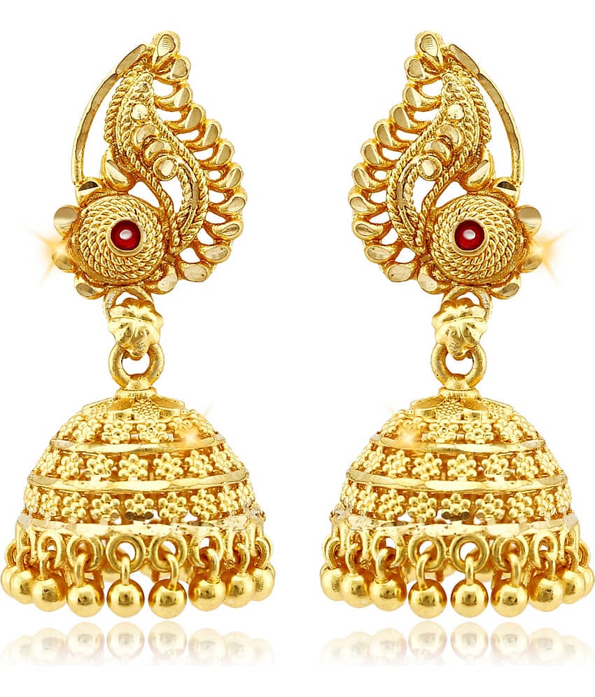 Vighnaharta - Golden Jhumki Earrings ( Pack of 1 )
