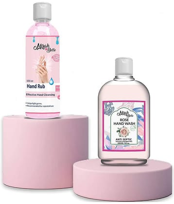 Mirah Belle Hand Rub Sanitizer 100ml & Rose Hand Wash 250ml (Combo) Hand Sanitizer 350 mL Pack of 2
