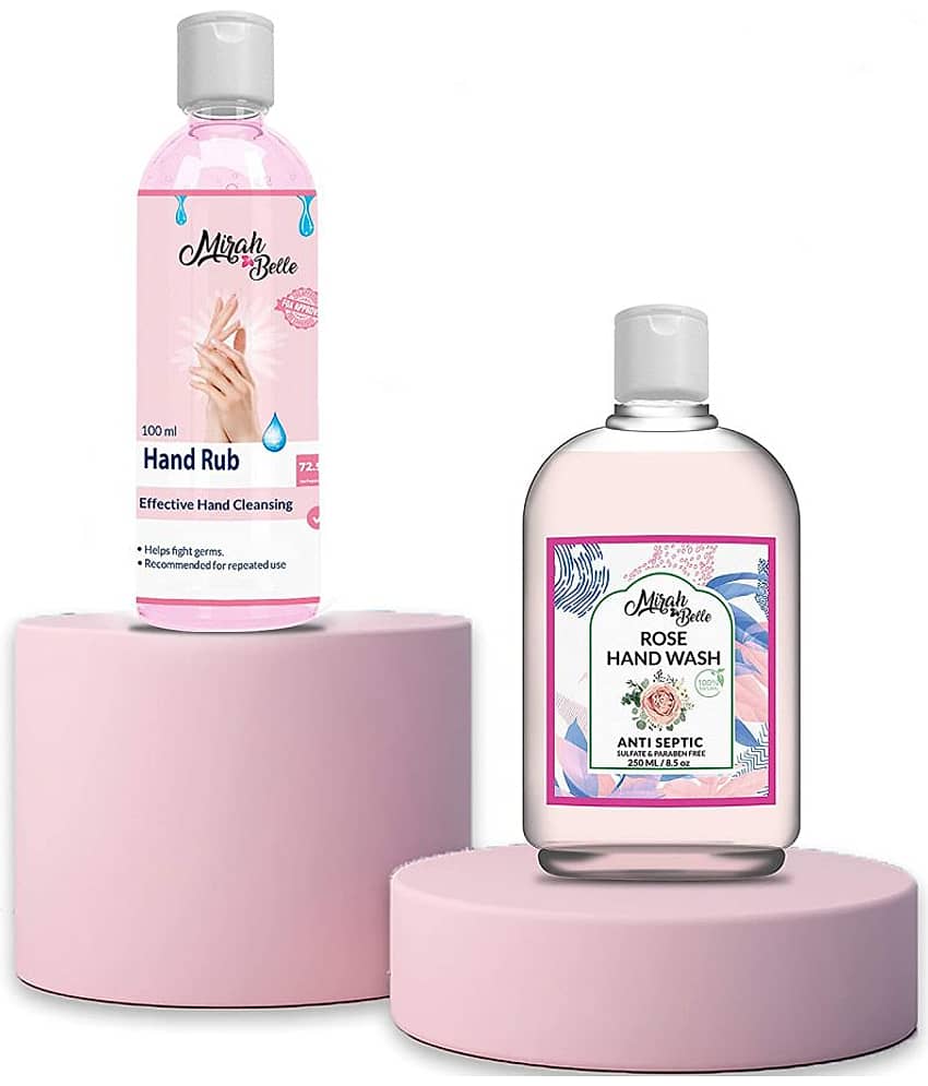 Mirah Belle Hand Rub Sanitizer 100ml & Rose Hand Wash 250ml (Combo) Hand Sanitizer 350 mL Pack of 2