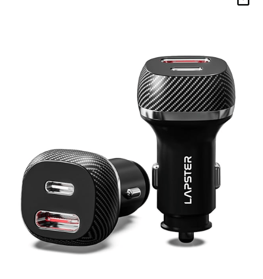 Lapster 51w Dual car Charger with 51watts (18w USB + 33w typec pd) Rapid Charging Adapter Designed for iPhone and Android Smartphones and Tablets in Black