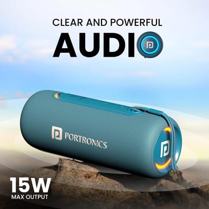 Portronics Resound 2 15W Portable Wireless Bluetooth Speaker with HD Sound, RGB Lights, Bluetooth 5.3, TWS Pairing, 5-Hour Playtime, Built-in Mic, IPX5 Water Resistant & Type-C Charging (Blue)