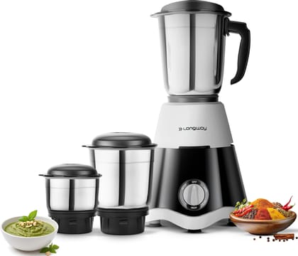 Longway Super Dlx Mixer Grinder | 500 Watt Powerful Motor | 3 Jars for Grinding, Mixing, Juicing | 2 Year Warranty (Black & Gray, 3 Jars) Longway Super Dlx Mixer Grinder | 500 Watt Powerful Motor | 3 Jars for Grinding, Mixing, Juicing | 2 Year Warranty (