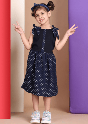 Girls Polka Dot Print Fit & Flare Dress Girls Polka Dot Print Fit & Flare Dress