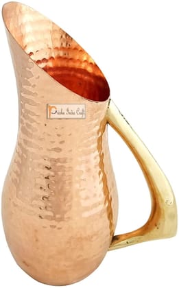 Pure Copper Hammered Jug with Brass Handle | Capacity 1200 ML 