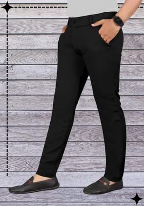 Mens Lycra Stretch Casual Pants Slim Fit Comfortable Trousers