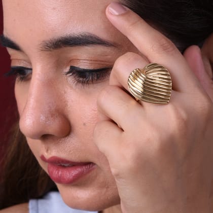 Smitam Jewels Flow Ring Gold Plated Stainless Steel Adjustable Sculpted Statement Ring
