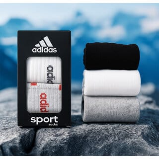 (Set of 3) Adidas Mens Sports Ankle Length Cotton Blend Socks