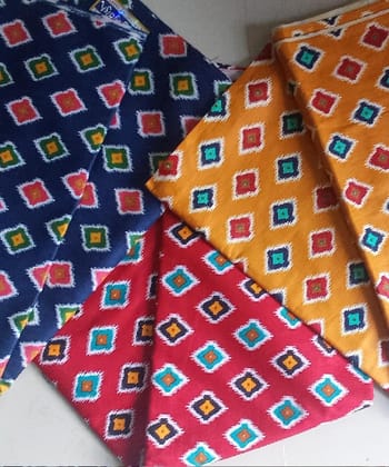 Festive Dress Musty Yellow Nevy Blue Dark Red 5,5m Length