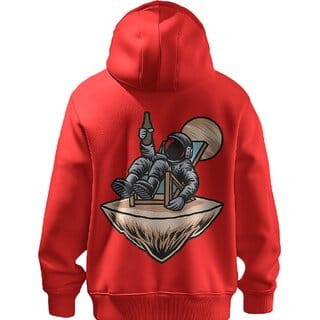 BULL CLOTHING Astronaut Chilling Graphic Red Hoodie  60 Cotton 40 Poly  280 GSM  Unisex Casual Sweatshirt (M)