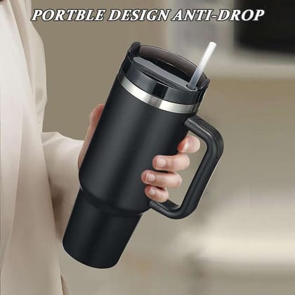 B-87 Stainless Steel Tumbler Mug 1200 ml | Large Capacity Insulated Travel Mug with Straw & Lid (Random Color)