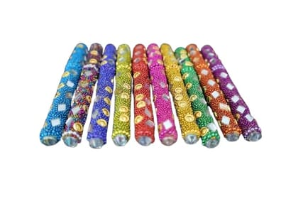 Decorative Beaded Pen Set, 10 Vibrant Colours with Mirror and Gold Accents