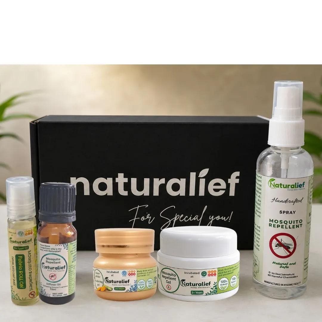 Naturalief 5-in-1 Mosquito Kit | Diffuser Oil, Roll-On, Spray, Gel & Bite Relief
