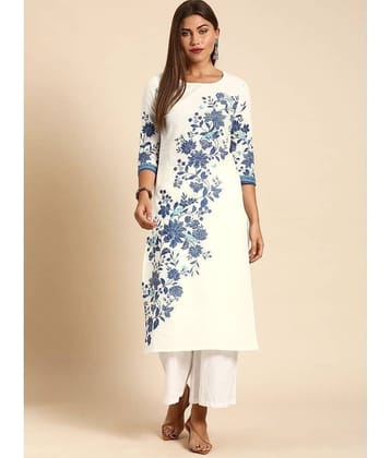 FABRR - White Cotton Blend Women's Straight Kurti ( Pack of 1 )