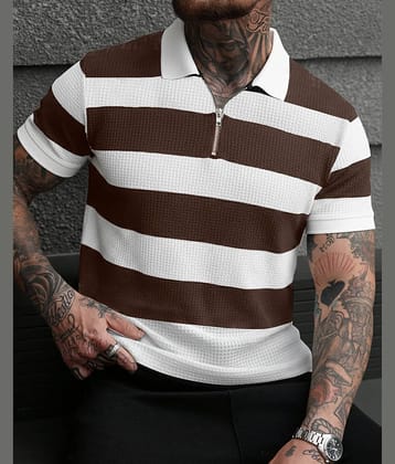 AUSK Men Cotton Blend Regular Fit Striped Polo T Shirt ( Multicolor )