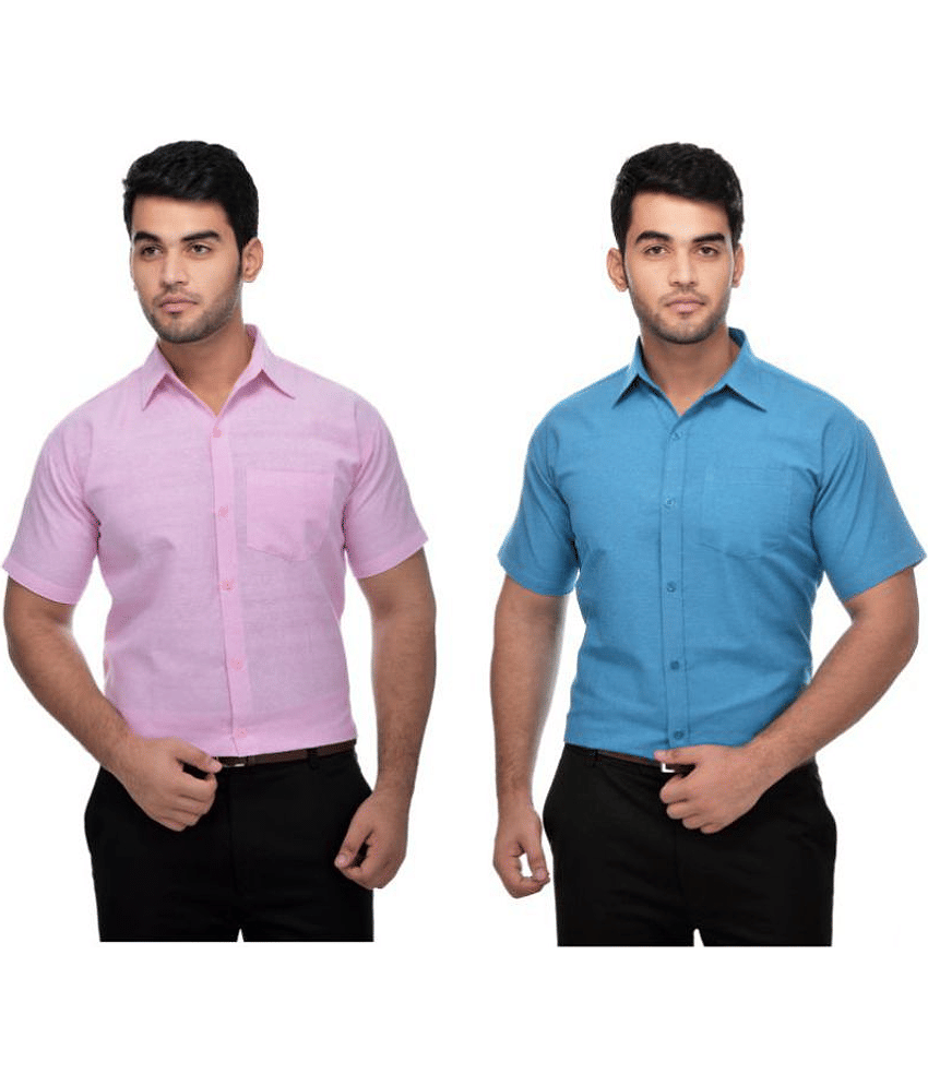 DESHBANDHU DBK Cotton Regular Fit Half Sleeves Men's Formal Shirt - Multi ( Pack of 2 )
