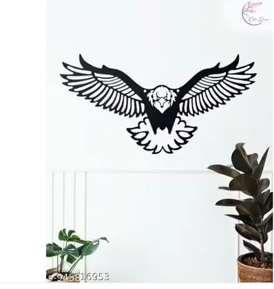 Oshi Decor Flying Eagle Wall Decor  Metal Wall Art Panel Black & White (36x48 Inch), Contemporary Handcrafted Eagle Design for Living Room, Bedroom & Office