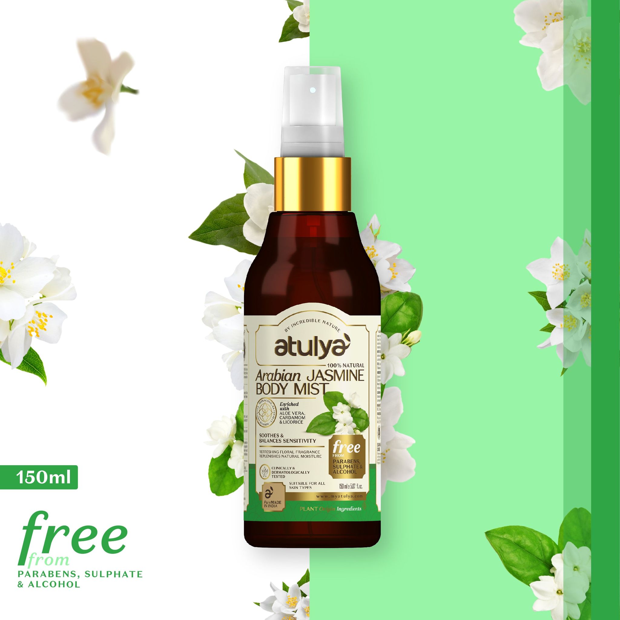 Atulya Arabian Jasmine Body Mist | Soothing and Hydrating - 150ml