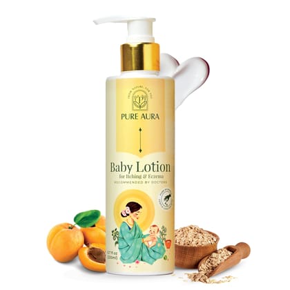 Pure Aura Baby Lotion for Itching & Eczema Relief 200ml | Ayurvedic, Chemical-Free Moisturizer for Dry & Sensitive Skin | Safe for Newborns Baby & Kids | Daily Use | Doctors Recommended | India