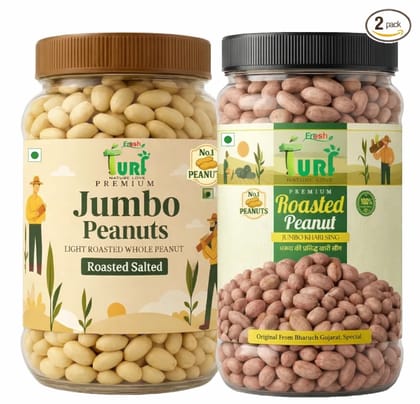 TURF FRESH - Premium Roasted Peanut| Khari Sing 150 G- Chakna Dana Chana 150 G | Mixed Jar  300 G