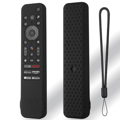 Oboe Silicone TV Remote Cover Compatible with Sony Bravia Smart Tv 2023 Voice Remote RMF-TX910U Remote Protective Cover with Lanyard (D-Black) [Remote NOT Included] Oboe Silicone TV Remote Cover Compatible with Sony Bravia Smart Tv 2023 Voice Remote RMF-