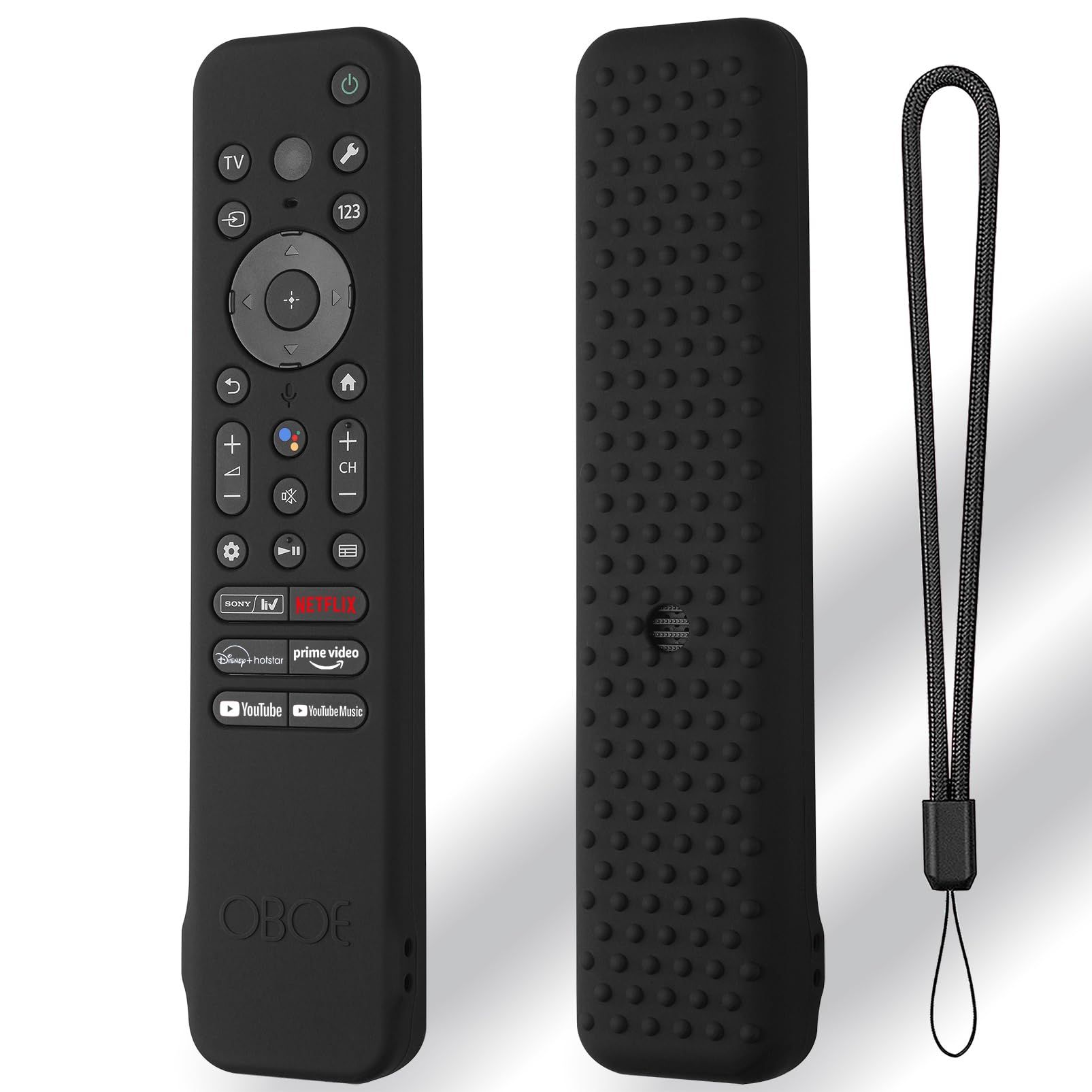 Oboe Silicone TV Remote Cover Compatible with Sony Bravia Smart Tv 2023 Voice Remote RMF-TX910U Remote Protective Cover with Lanyard (D-Black) [Remote NOT Included] Oboe Silicone TV Remote Cover Compatible with Sony Bravia Smart Tv 2023 Voice Remote RMF-