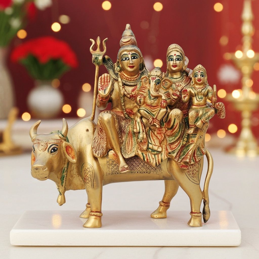 Brass Shiv Parivar God Idol - Spiritual Brass Statue, Height : 11 Inch (BSMAS493 C)