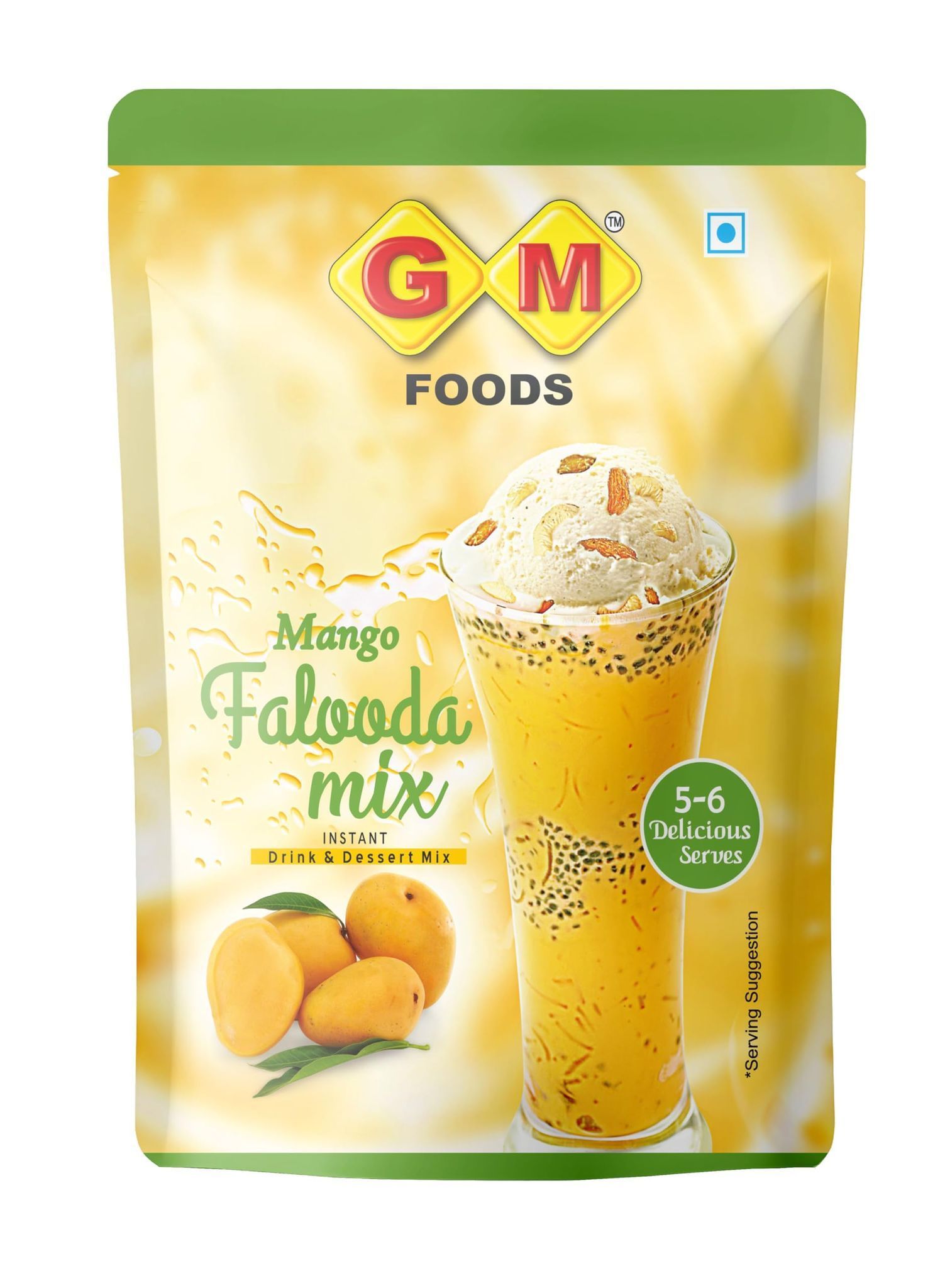 GM Foods Mango Falooda Mix 160g (Pack of 1) | Instant Dessert & Drink Powder | 5–6 Serves Per Pack | Refreshing Mango Flavour | Easy to Prepare | Perfect for Summer Drink