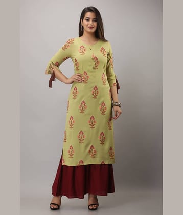 MAUKA - Green Straight Rayon Women's Stitched Salwar Suit ( Pack of 1 )