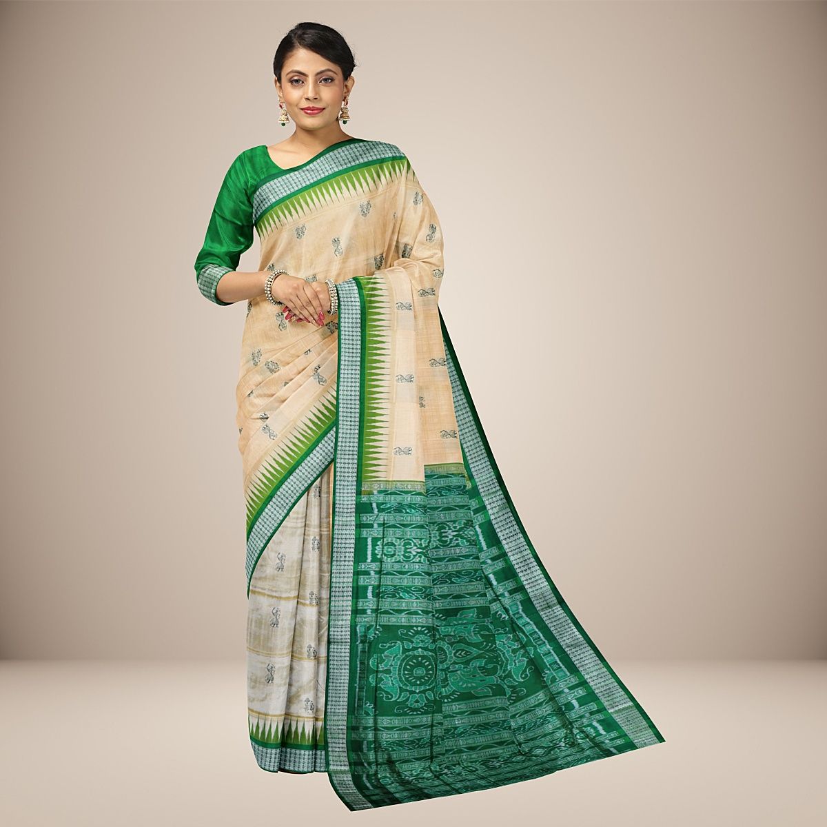 Elaborate Traditional Motif Bomkai Silk Saree