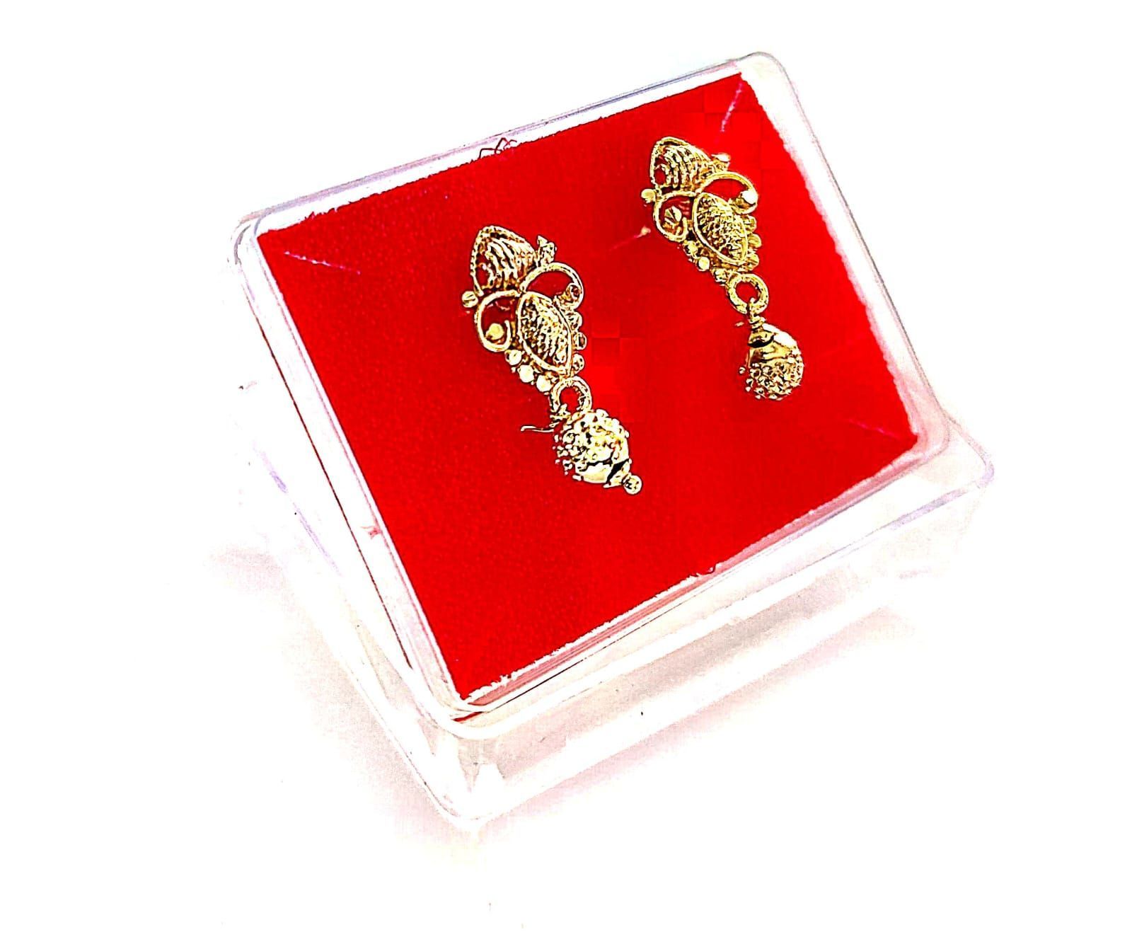 Gold Plated Chandbali Earrings with Intricate Floral Design and Pearl Drop for Women