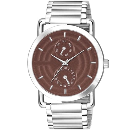 Brown 3D Embossed Stainless Steel Analog Watch for Men LR123 Brown 3D Embossed Stainless Steel Analog Watch for Men LR123