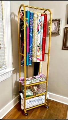 Heavy Duty Clothing Rack with Wheels,Modern Garment Rack with 3 Metal Shelves, 71.8Inches Display Rack for Hanging Clothes, Hanging Rod for Small Space,Gold