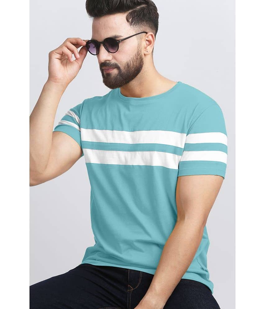 AUSK Pack of 1 Cotton Blend Regular Fit Men's T-Shirt ( Teal Blue )