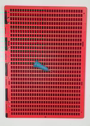 FAIRBIZPS 27-Line Braille Slate with Stylus  Red top & black abs plastic bottom  lightweight & durable writing tool for braille learners