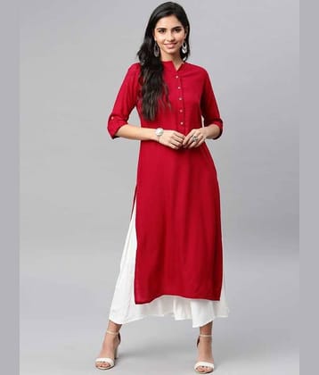 SIPET - Red Rayon Women's Straight Kurti