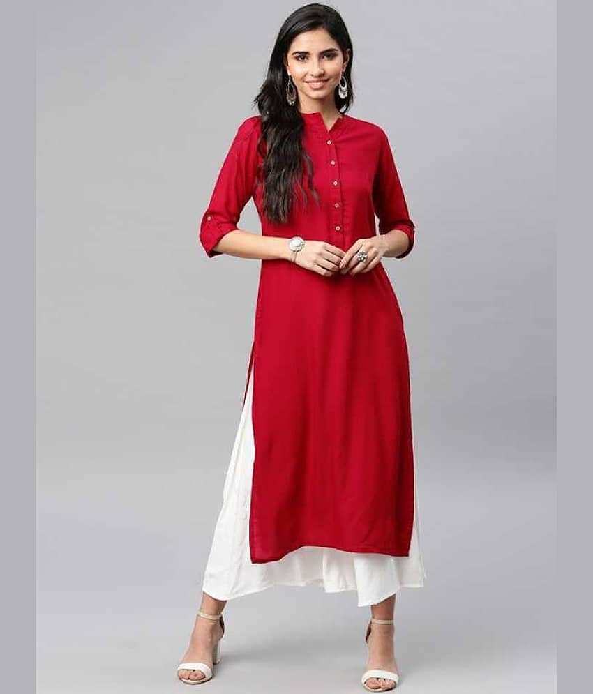 SIPET - Red Rayon Women's Straight Kurti
