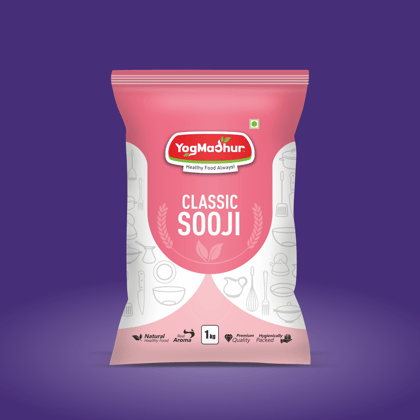 YogMadhur Classic Sooji | Pink and White | 1kg | Premium Quality, Hygienically Packed | Daily Cooking