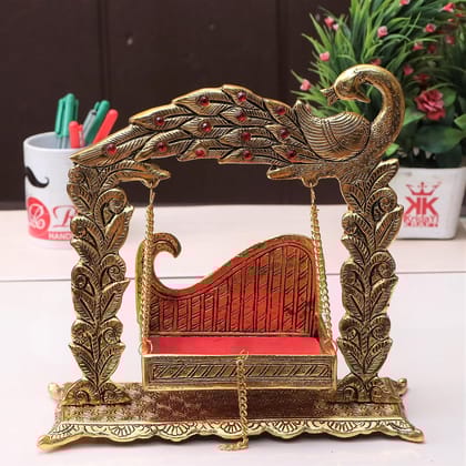 DreamKraft Gold Plated Laddu Gopal Palana Metal Jhulla - Janmashtami Festive Decor