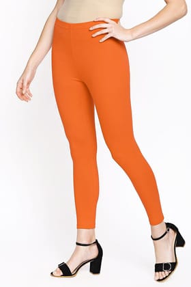 RATHNA APPARELS Ankle Length wesern wear Leggings ( Orange,Solid ) (S - Size)