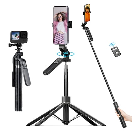 Tygot T-14 70 Inch (180CM) Selfie Stick Bluetooth Selfie Sticks with Extendable Tripod Stand, Remote & 360 Degree Rotating Head, 3-in-1 Selfie Stick, Compatible with All Smartphones Tygot T-14 70 Inch (180CM) Selfie Stick Bluetooth Selfie Sticks with Ext