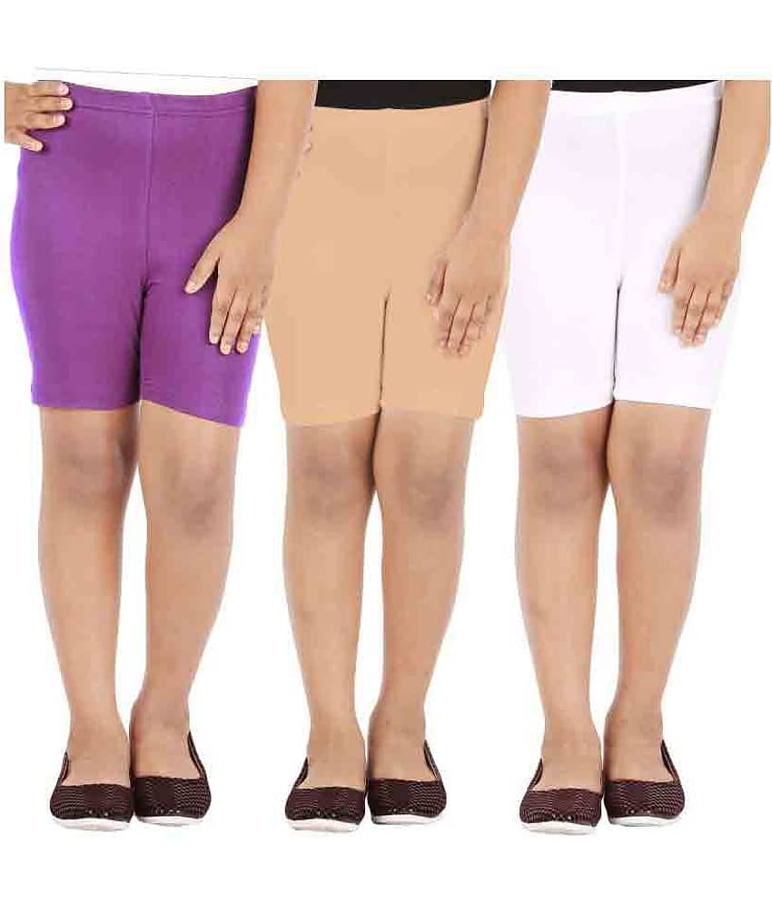 LULA Pack of 3 Girls Cotton Blend Cycling Shorts ( Multicolor )