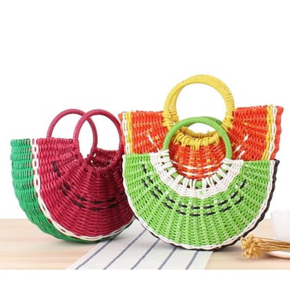 Handmade Women'S Plastic Woven Small Handbag Rattan Straw Beach Bags Female Messenger Cross-Body Travel Tote Bag