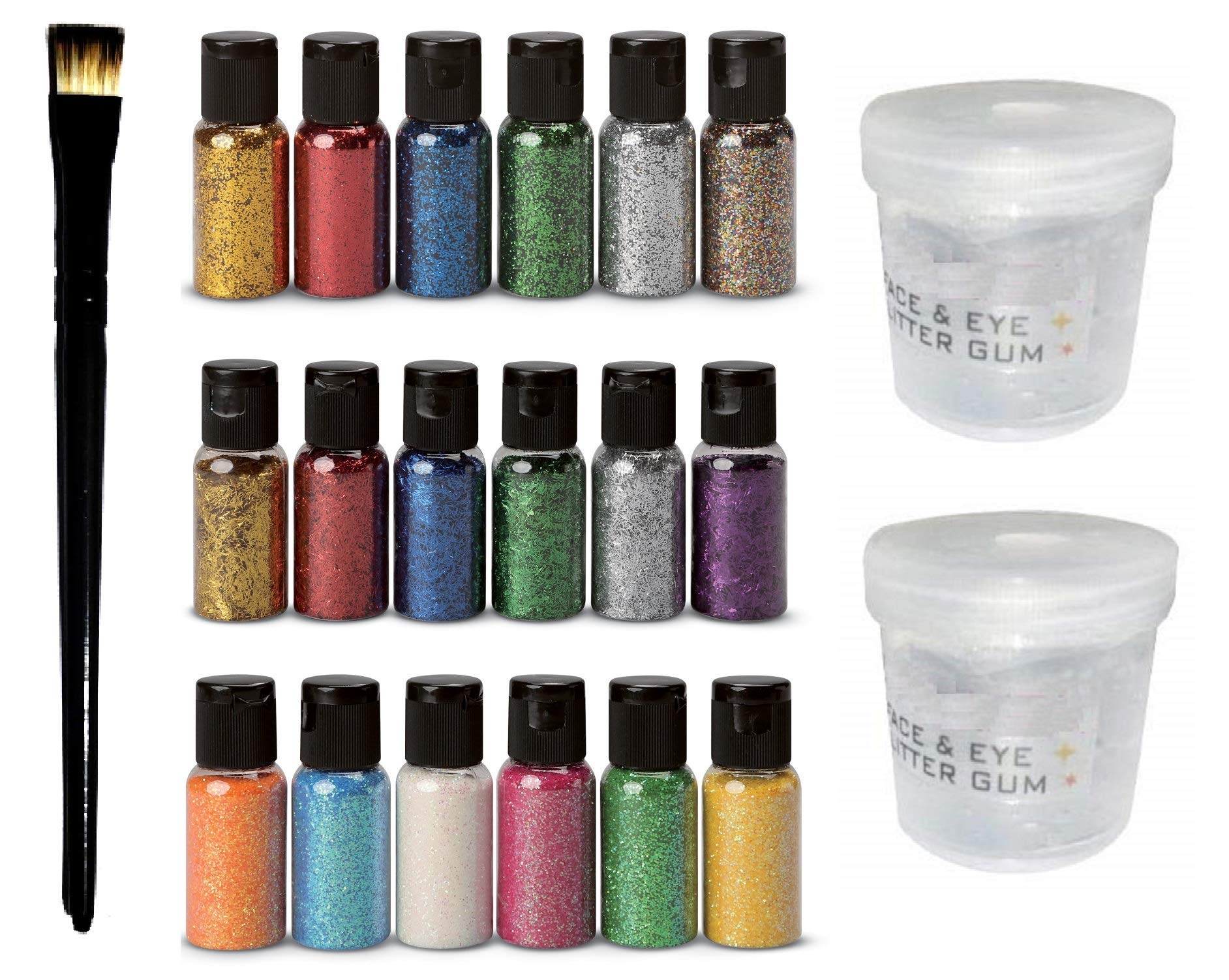 Elecsera Dusty Glitter Eye-shadow for Girls / Women with 2 Glitter Gum with Eyeshadow Brush ()